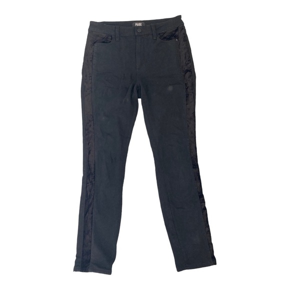 Paige Hoxton Ultra Skinny velvet tuxedo stripe black denim jeans - petite length - Picture 2 of 11